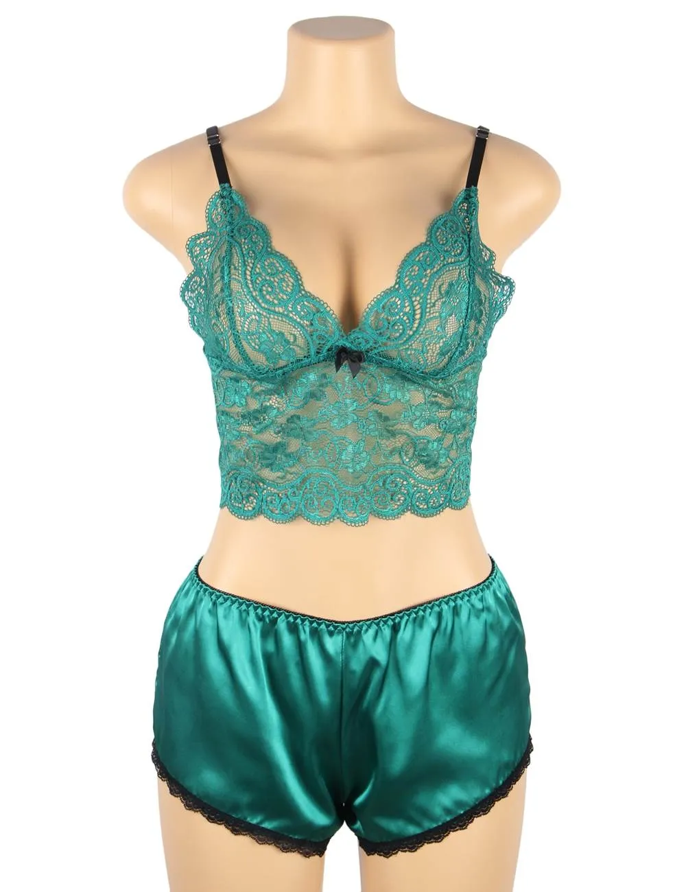 Emerald Goddess Lace Trim Set