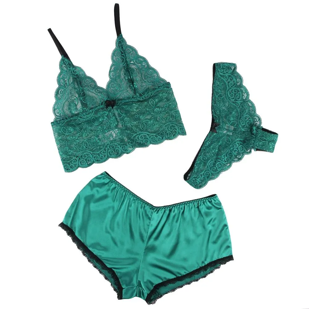 Emerald Goddess Lace Trim Set