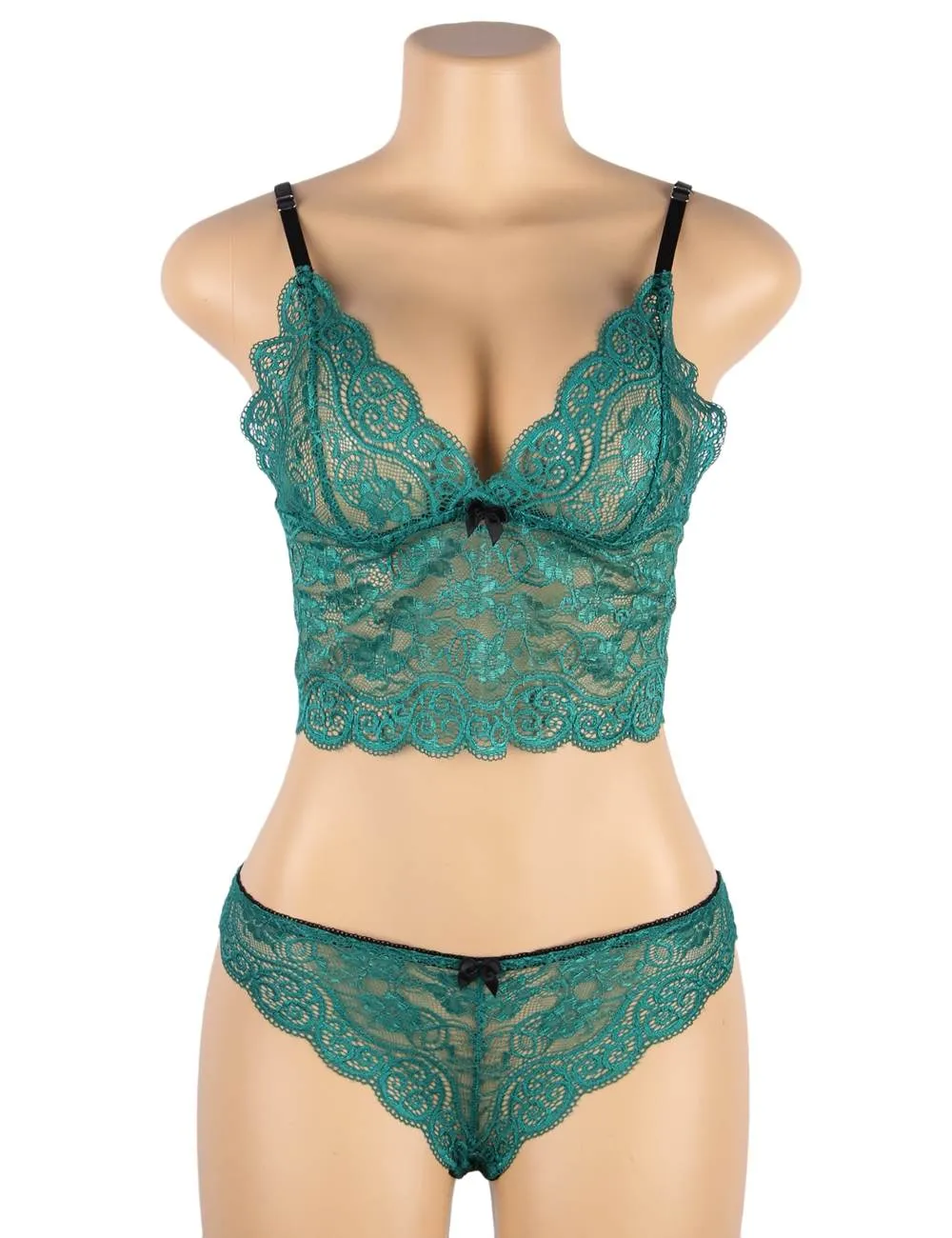 Emerald Goddess Lace Trim Set