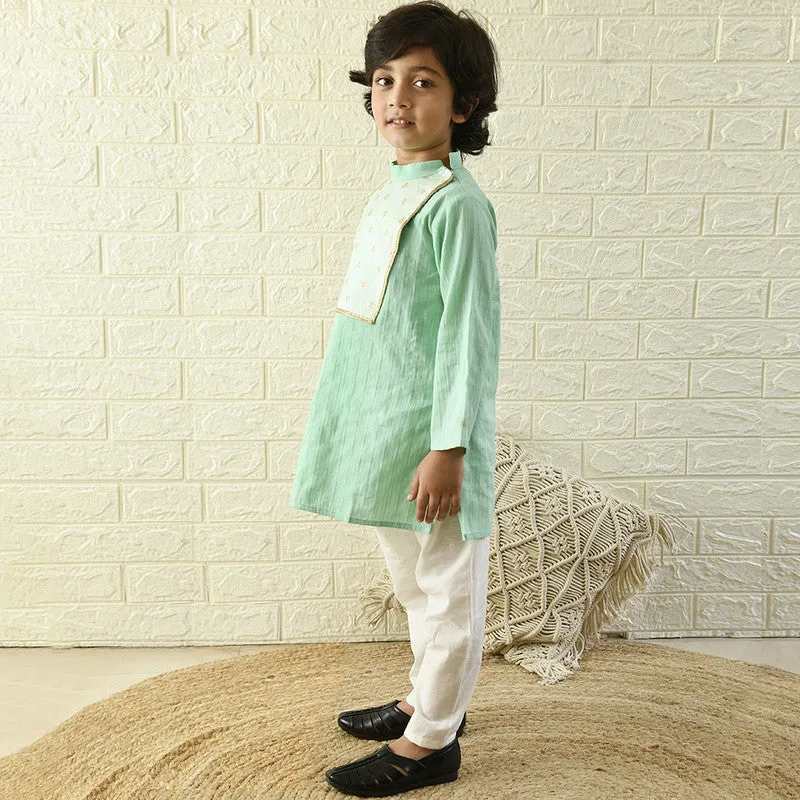 Festive Wear | Cotton Kurta Pyjama Set for Boys | Sea Green