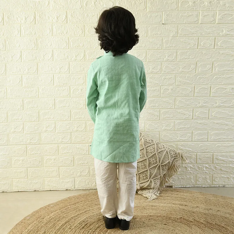 Festive Wear | Cotton Kurta Pyjama Set for Boys | Sea Green