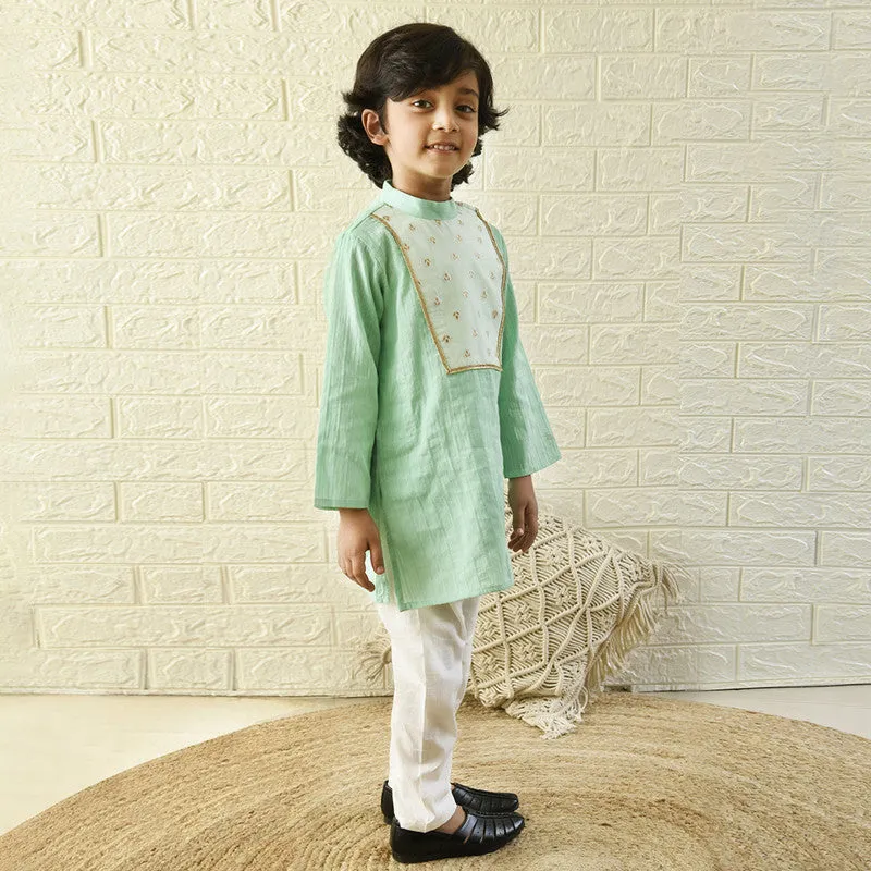 Festive Wear | Cotton Kurta Pyjama Set for Boys | Sea Green