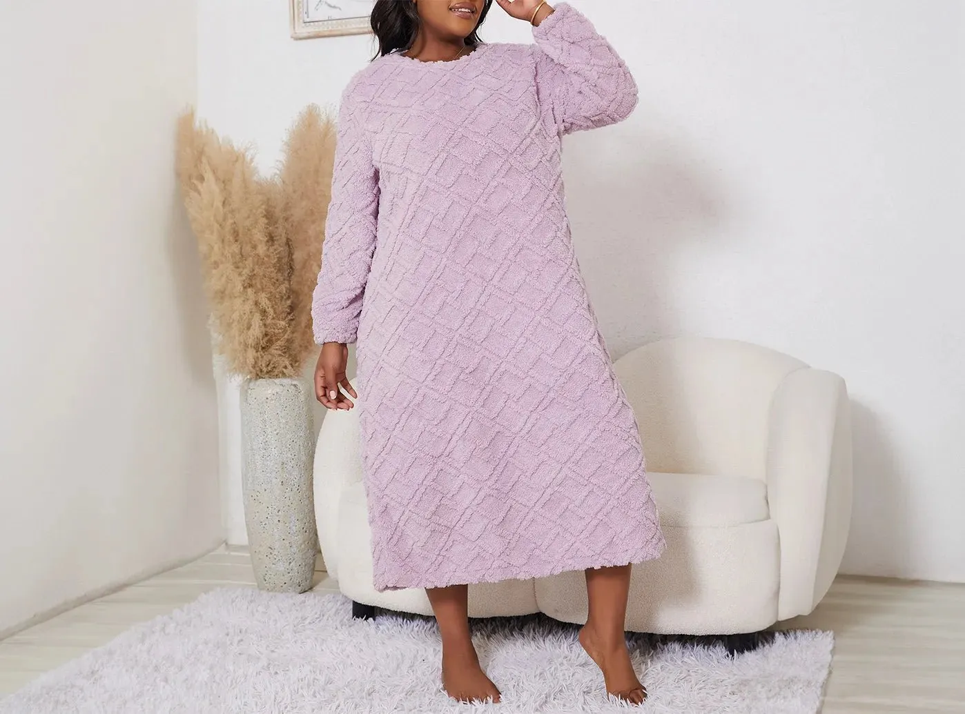 FitVille Women's Cozy Long Sleeve Pajama Dress