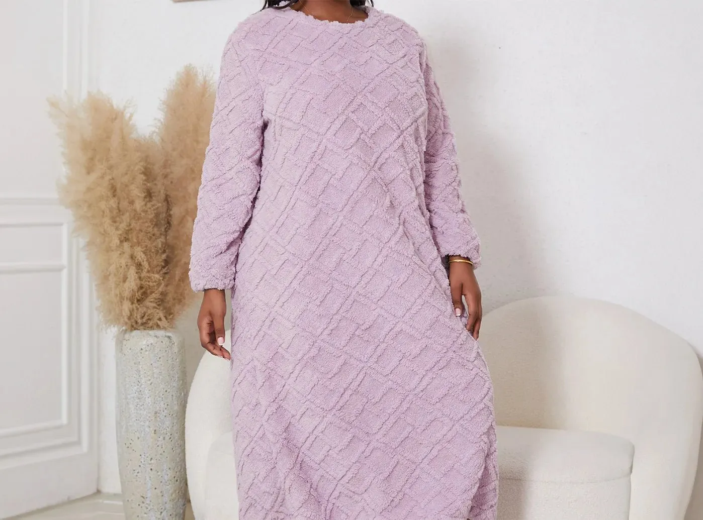 FitVille Women's Cozy Long Sleeve Pajama Dress