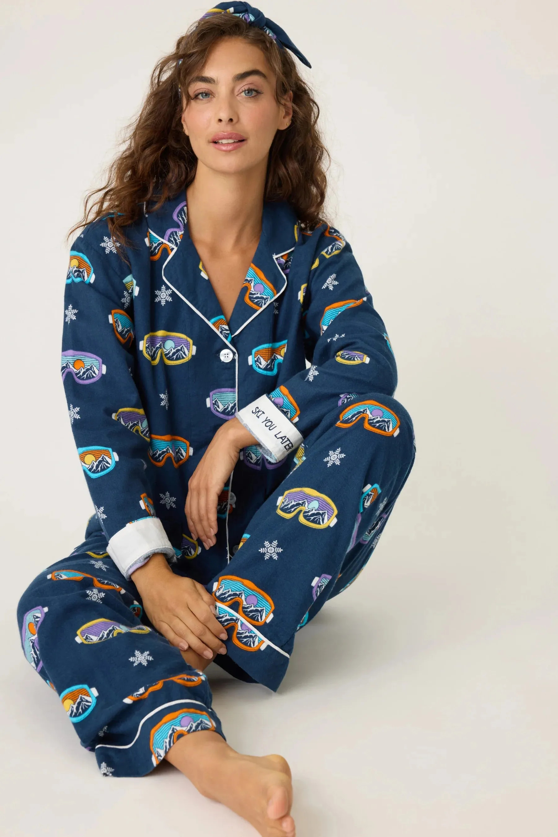 Flannels PJ Set Ski You Later In Navy - P.J. Salvage