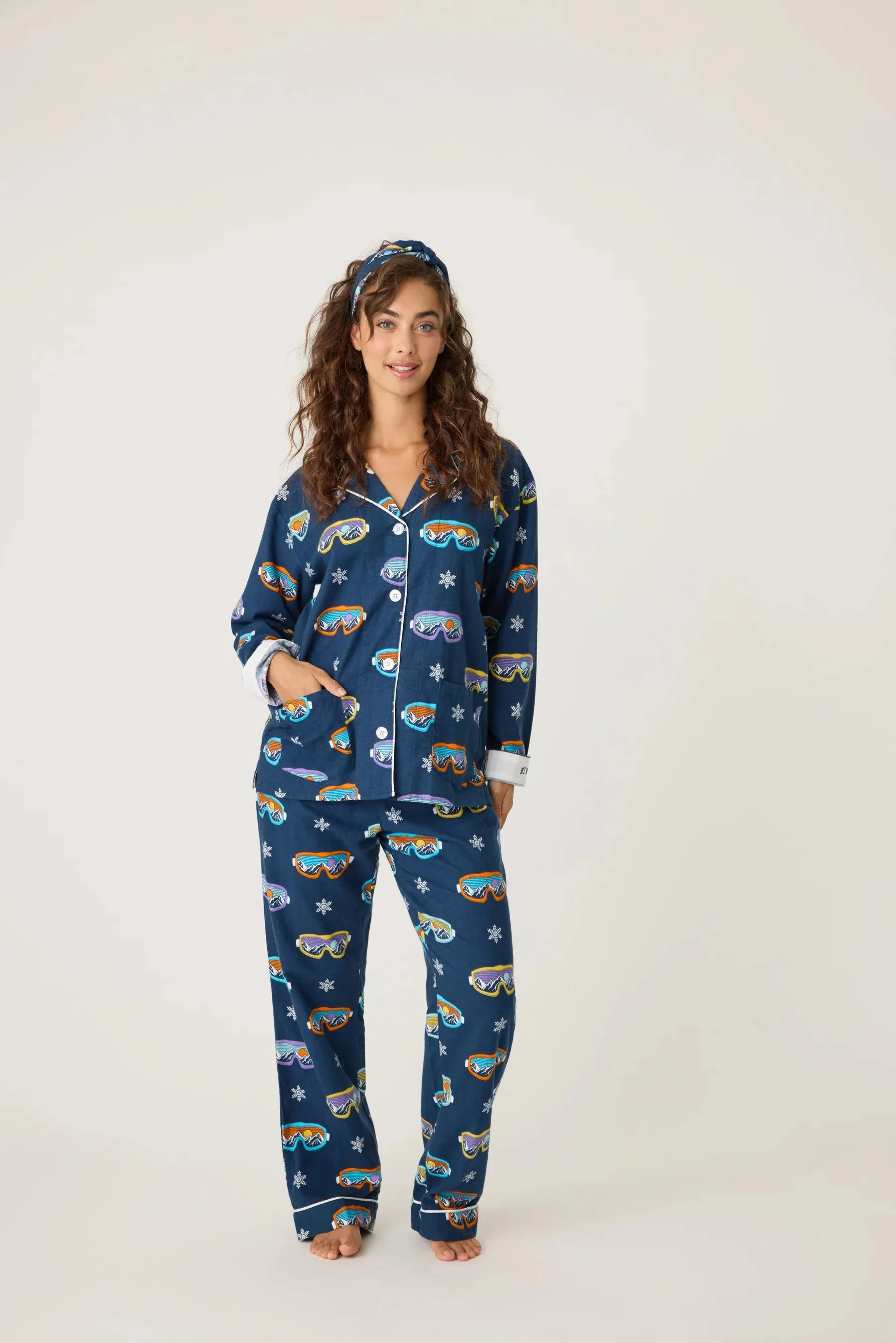 Flannels PJ Set Ski You Later In Navy - P.J. Salvage