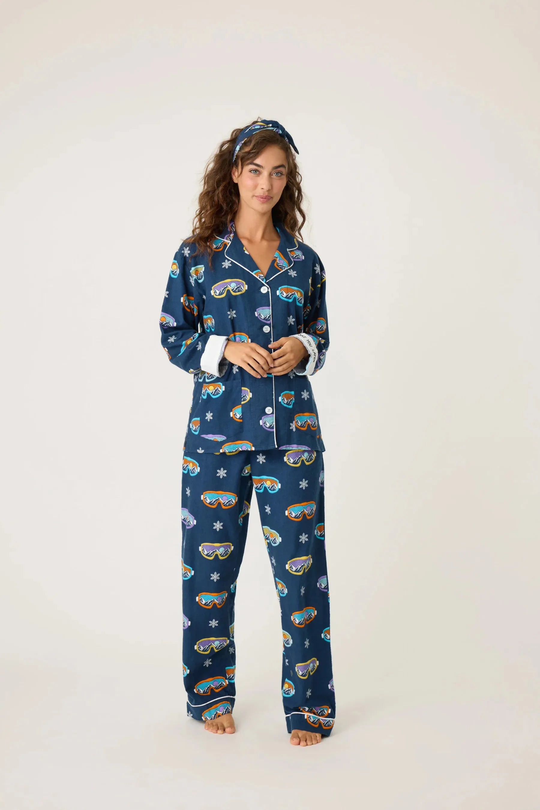 Flannels PJ Set Ski You Later In Navy - P.J. Salvage