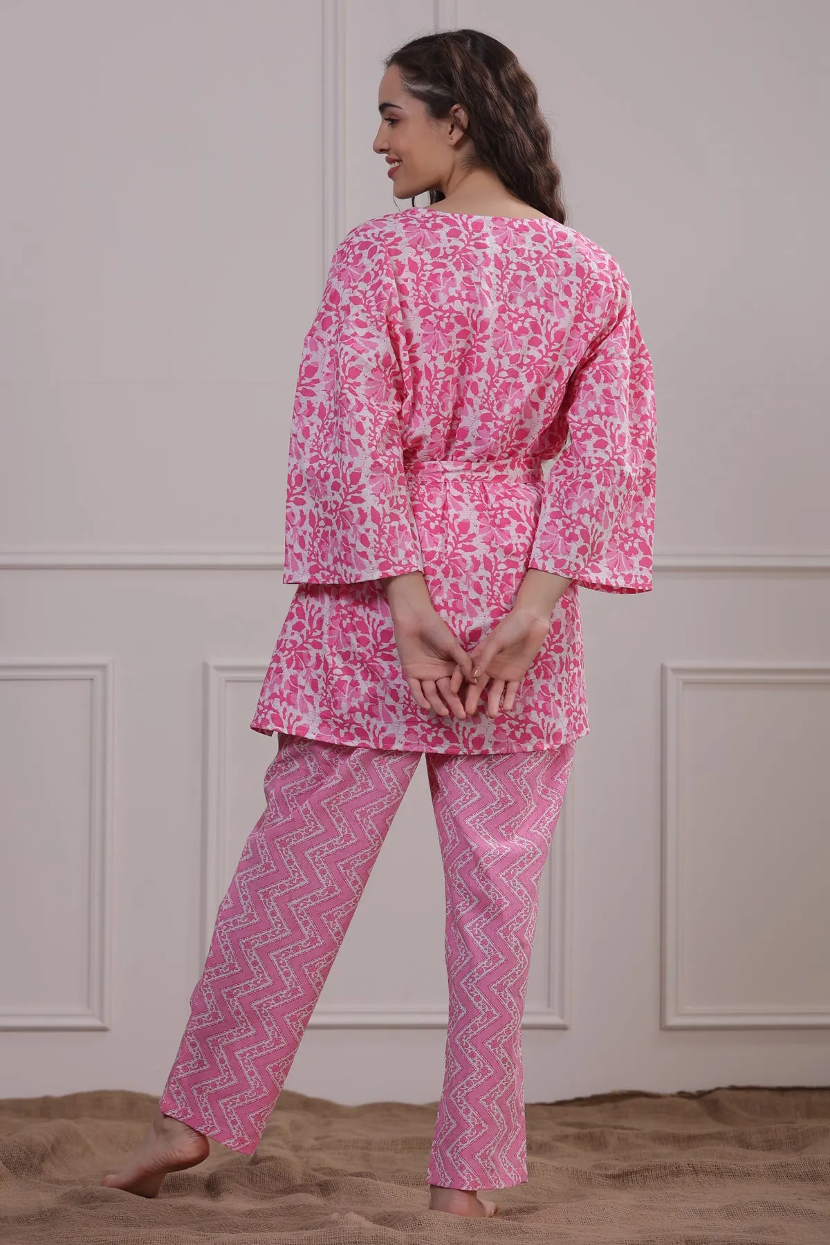 Floral Patterns on Pink Three Piece Set