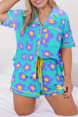 Floral Top and Shorts Pajama Set Plus Size