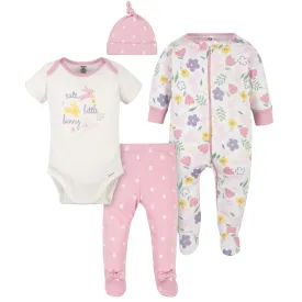 Gerber® Organic 4-Piece Baby Girls Bunny Take-Me-Home Set