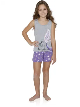 Girls' 4d i'm Actually a Mermaid Short Sleep Pajama Set