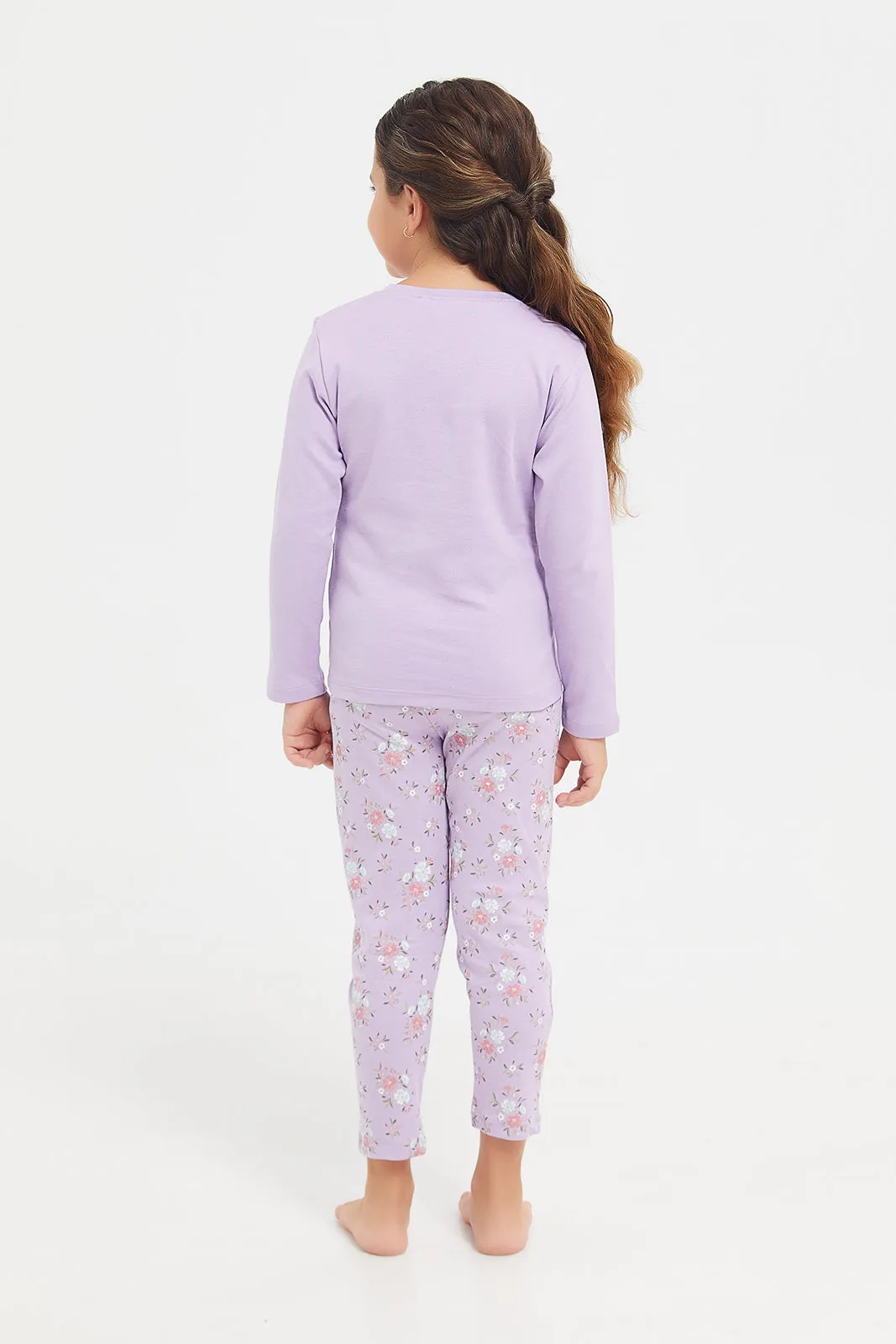 Girls Lilac Butterfly Pyjama Set (2 Piece)