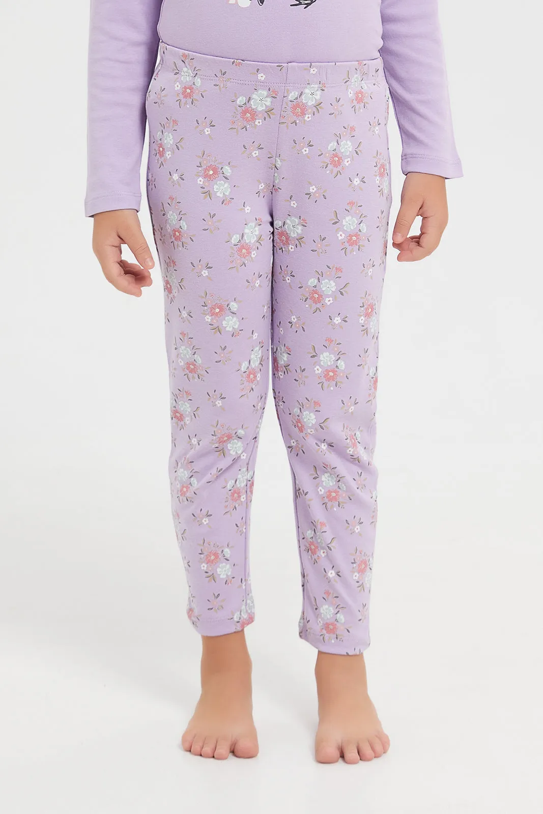 Girls Lilac Butterfly Pyjama Set (2 Piece)