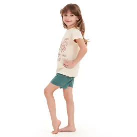 Girls summer pajama set Butterfly t-shirt   Green Army shorts