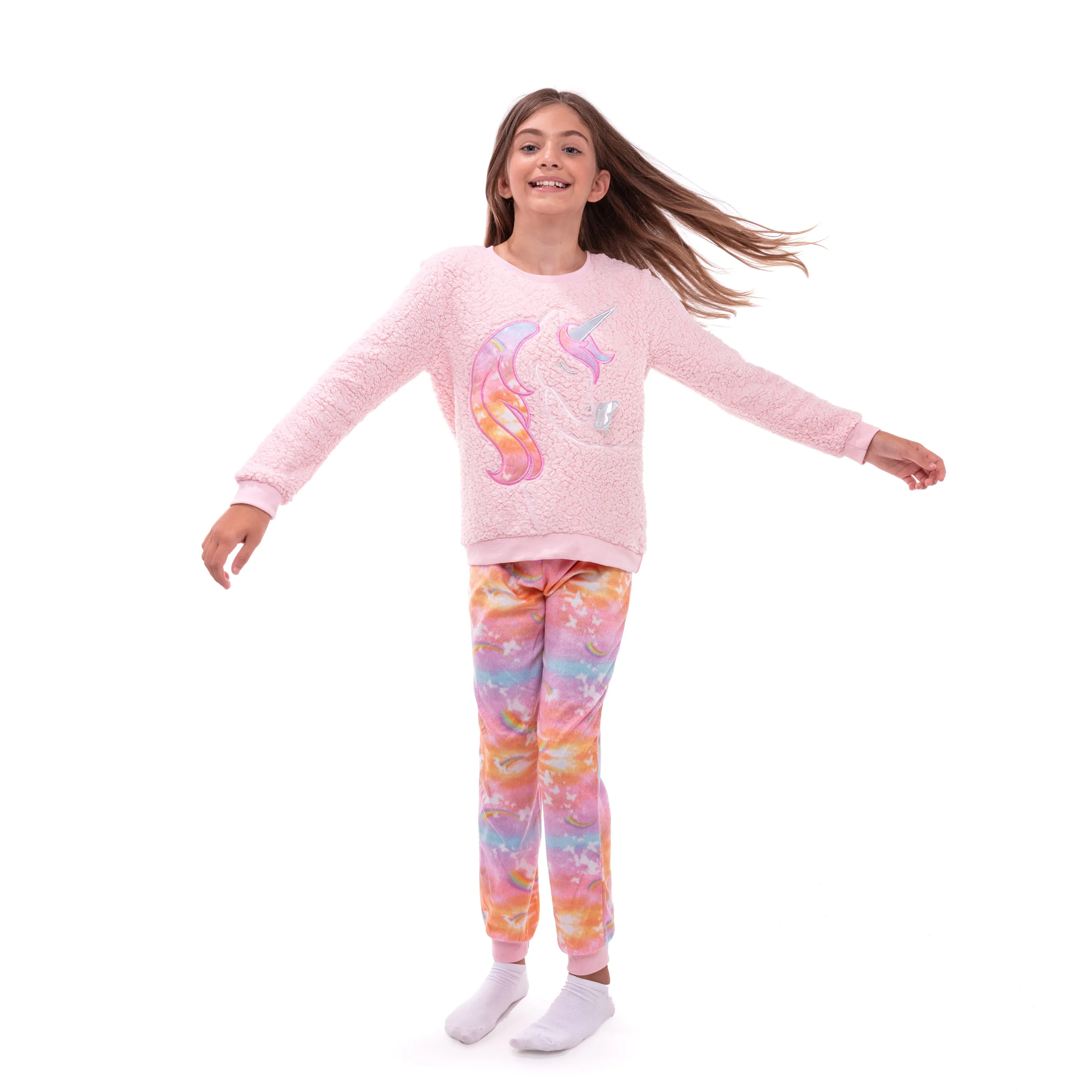 Girls Unicorn Dreamland Soft Novelty Fleece 2-Piece Pajama Sleep Pant Set