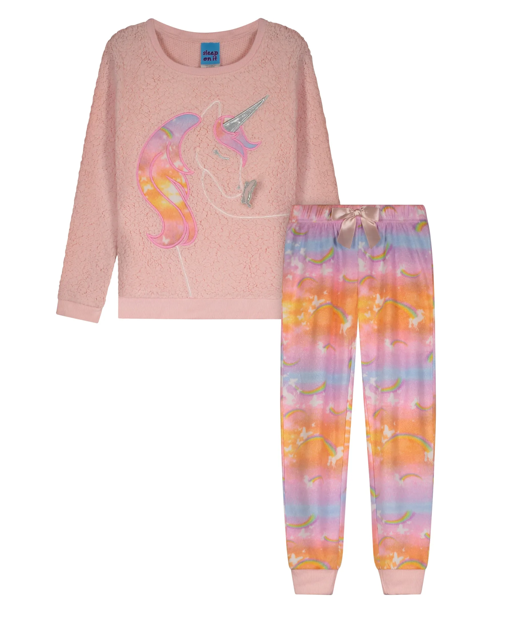 Girls Unicorn Dreamland Soft Novelty Fleece 2-Piece Pajama Sleep Pant Set