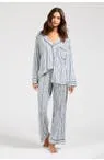 Gisele - The Long PJ Set, Off White/Indigo Blue