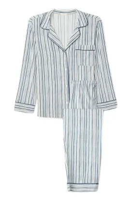 Gisele - The Long PJ Set, Off White/Indigo Blue