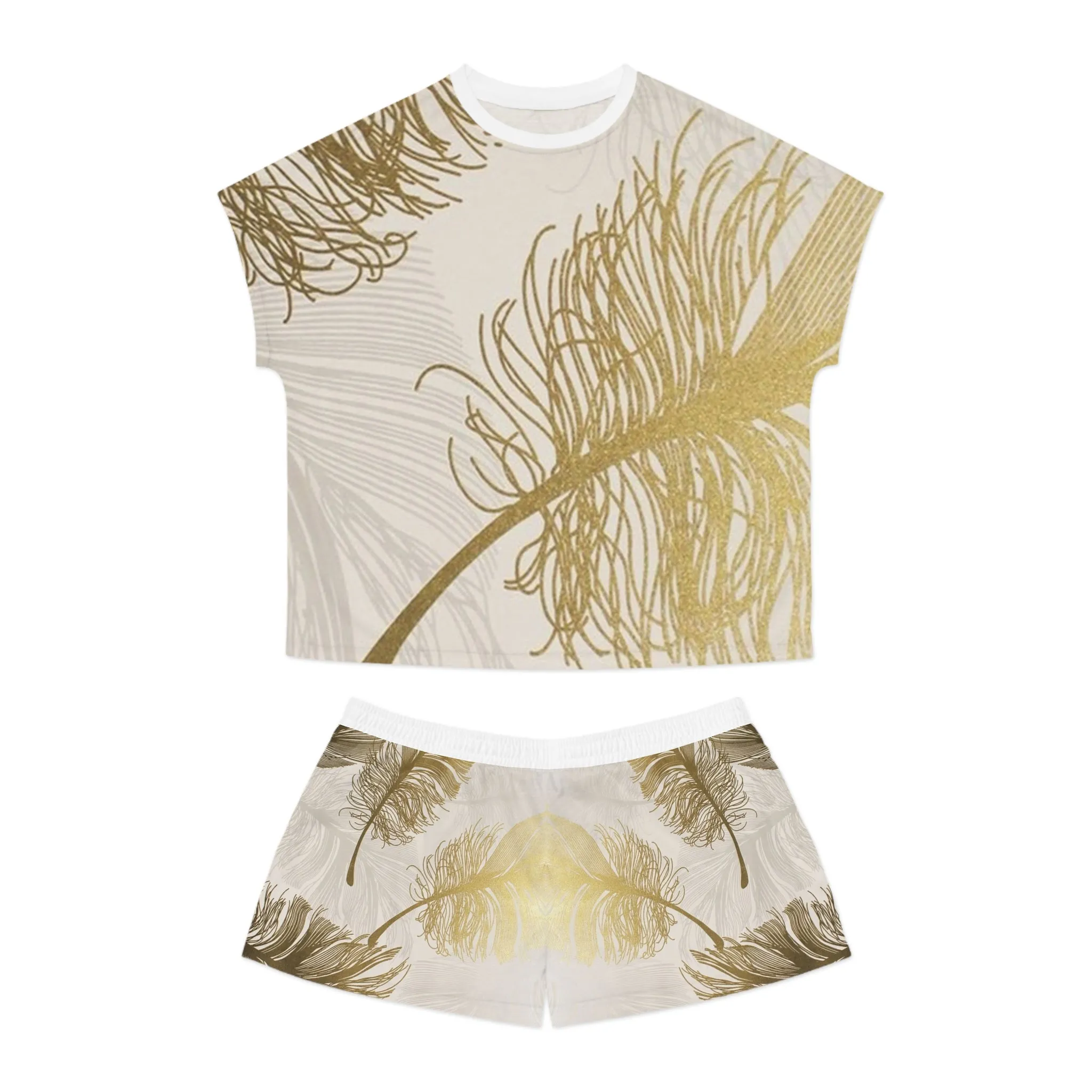 Golden Feathers - Inovax Women's Short Pajama Set 