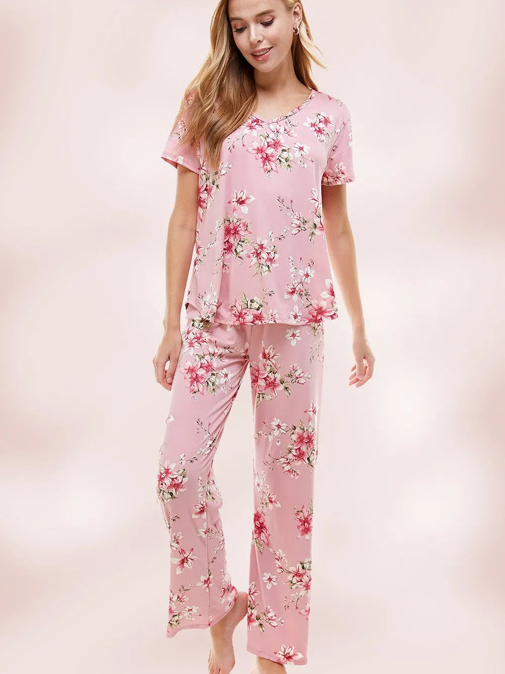 Good Morning Sunshine Pink Floral Pajama Set