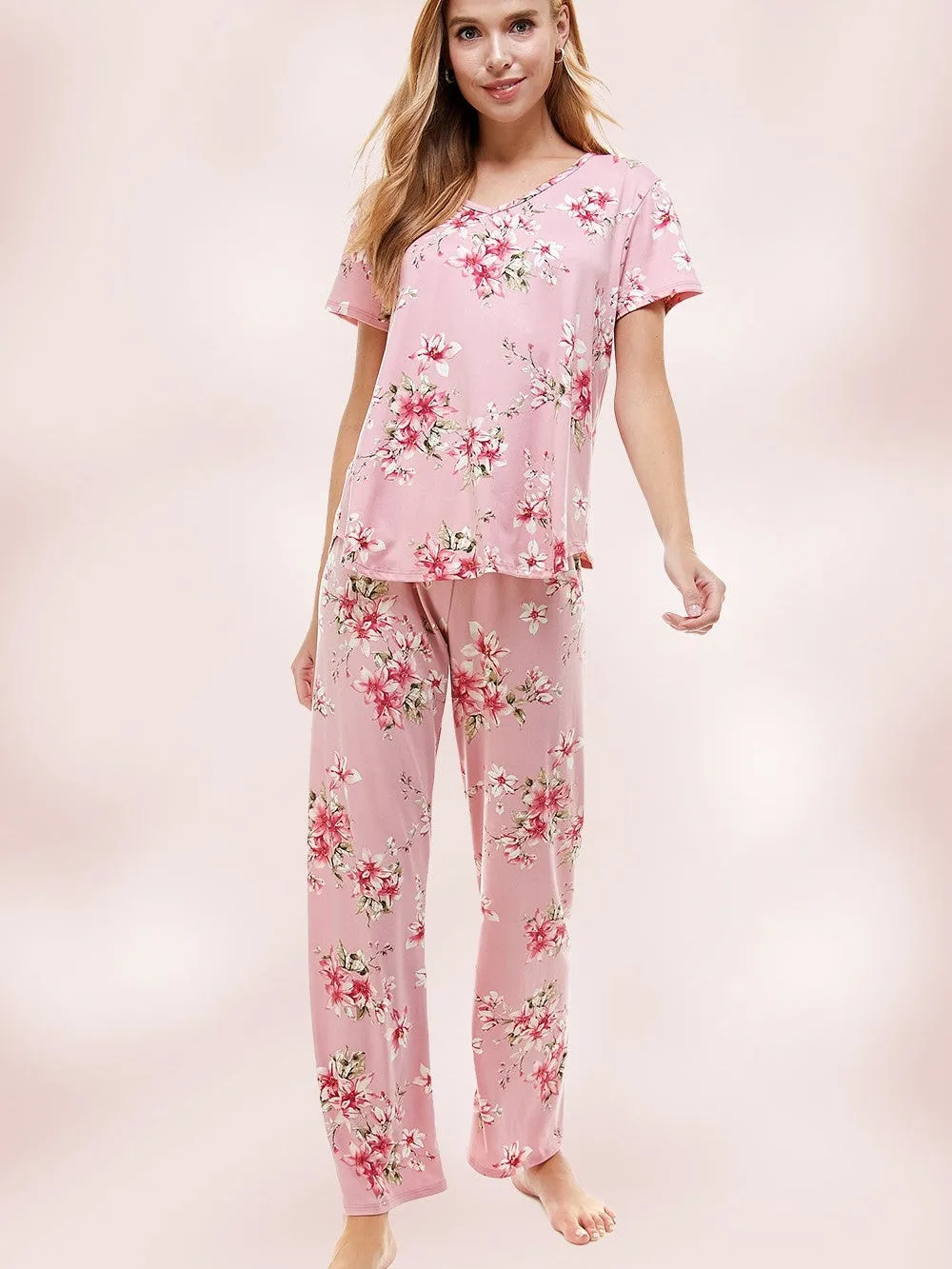 Good Morning Sunshine Pink Floral Pajama Set