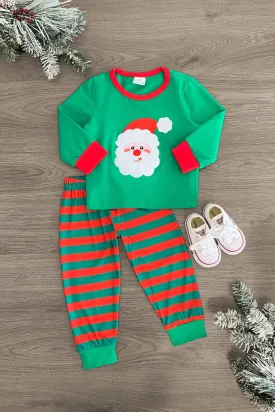 Green & Red Stripe Santa Claus Pajama Set