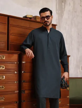 GREEN JACQUARD KURTA PAJAMA