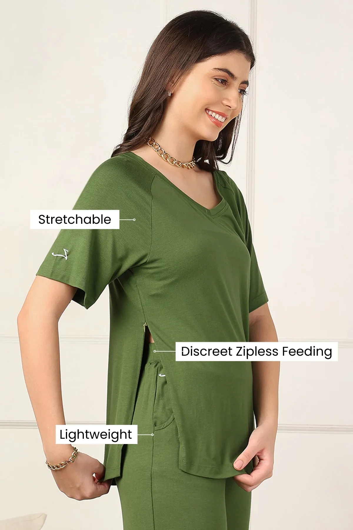 Green Maternity Pajama Set