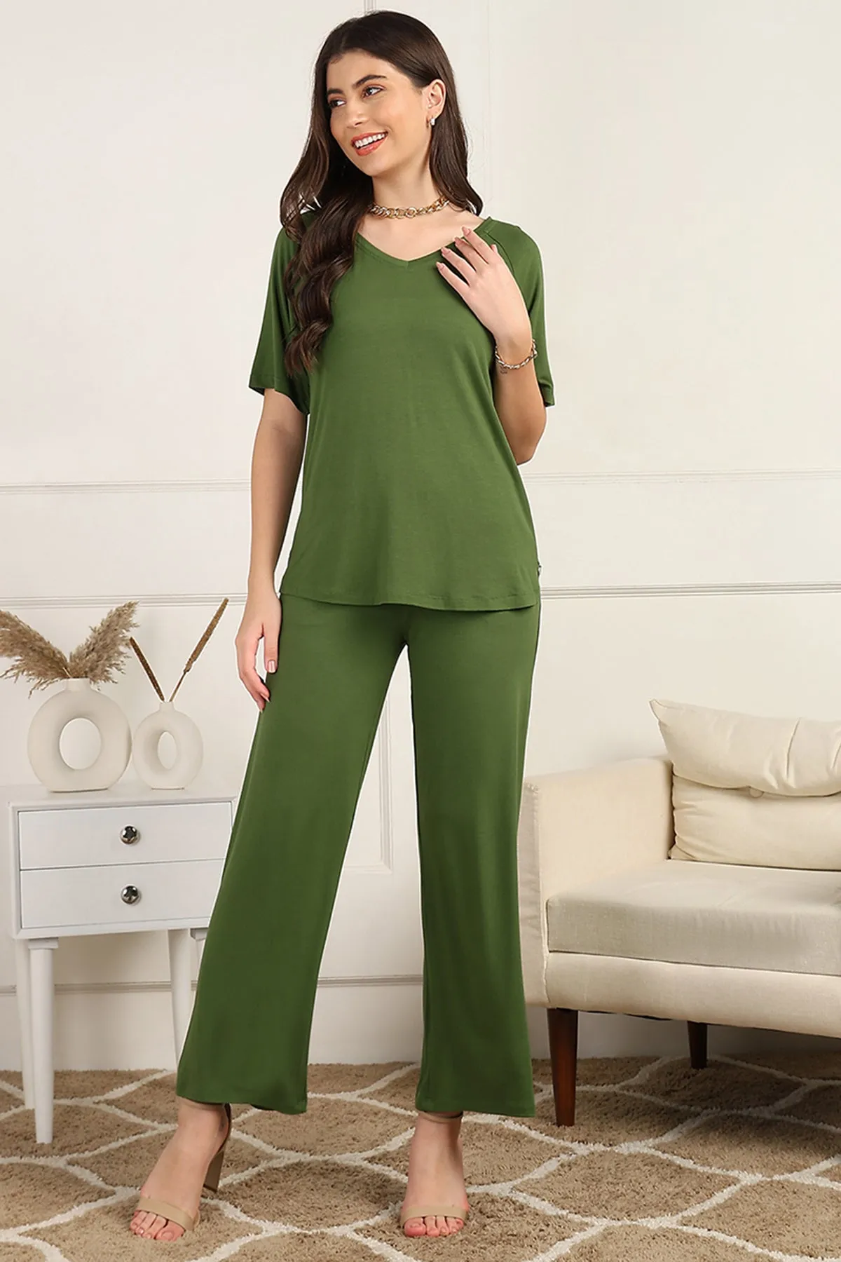 Green Maternity Pajama Set