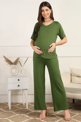 Green Maternity Pajama Set