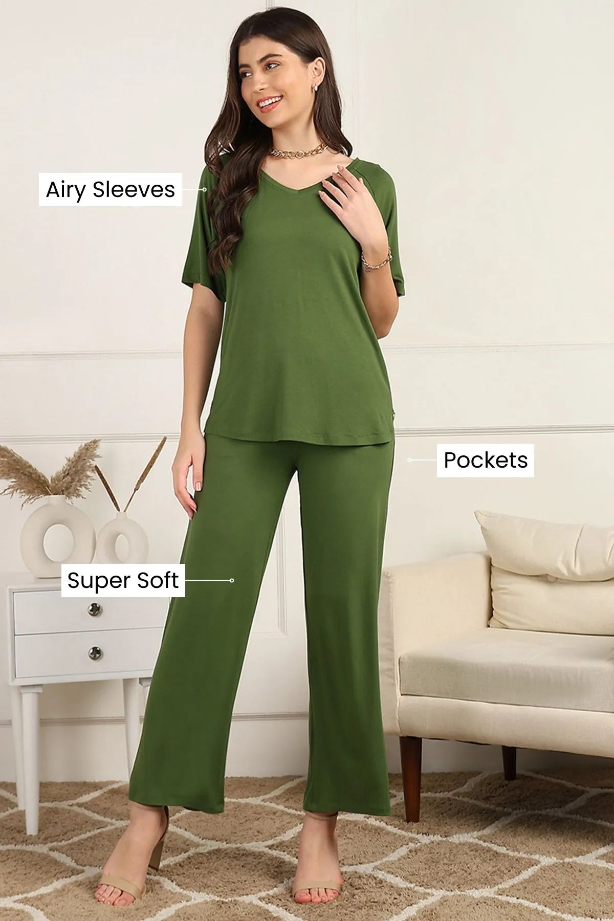 Green Maternity Pajama Set