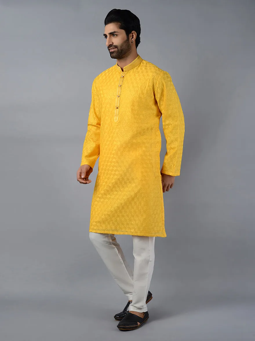 Haldi Yellow Embroidered Regular Fit Kurta Set | TULA