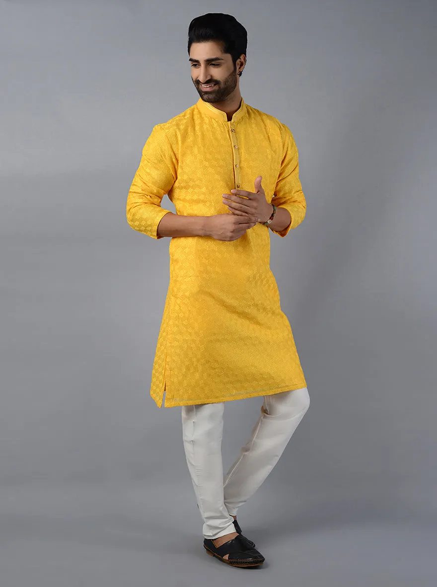 Haldi Yellow Embroidered Regular Fit Kurta Set | TULA