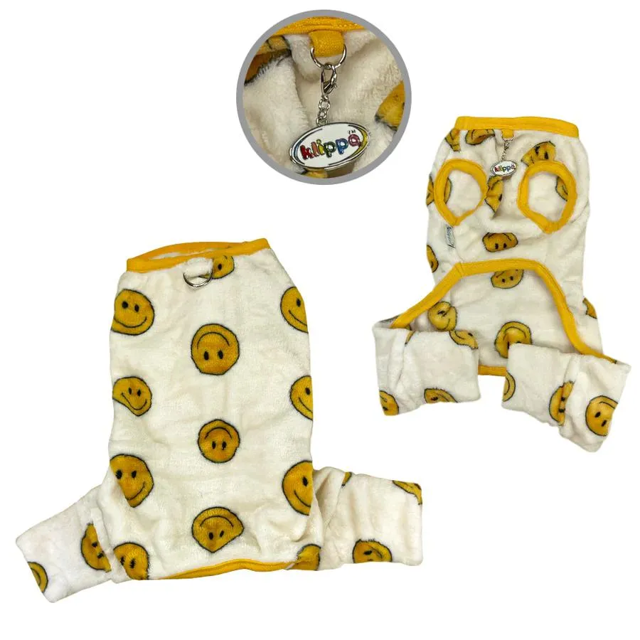 Happy Face Ultra Plush Front Sleeveless Dog Pajamas