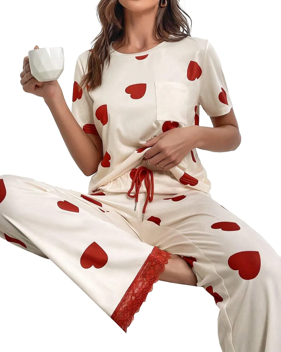 Heart Tee and Pants Pajama Set