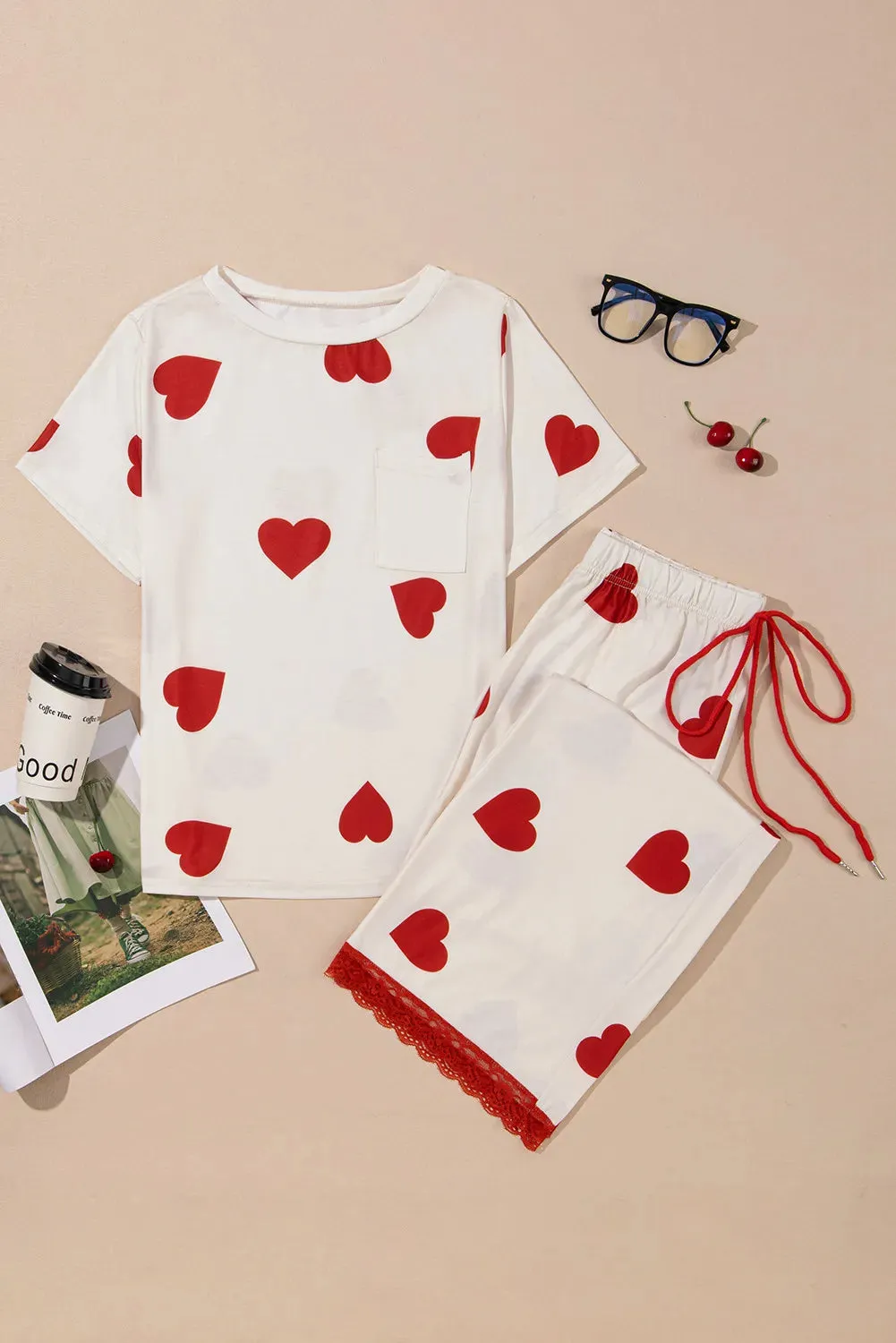 Heart Tee and Pants Pajama Set