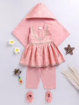 Jashvi Girls' Pink Ethnic Combo Set