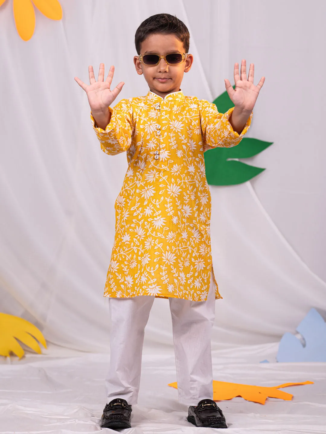 Jashvi Yellow And White BHAI BEHEN Siblings Matching Set