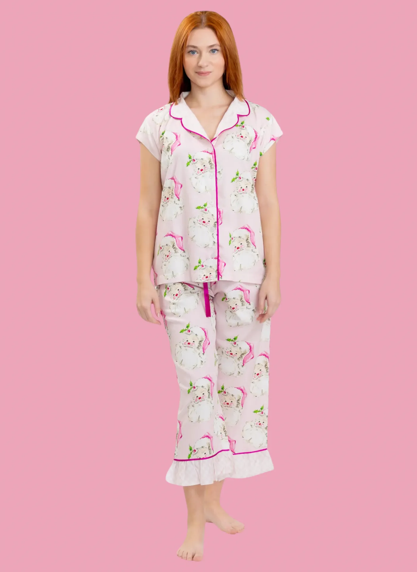 Jolly Santa Luxe Capri Pajama Set