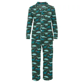 KicKee Pants Santa Dinos Women's L/S Collared Pajama Set