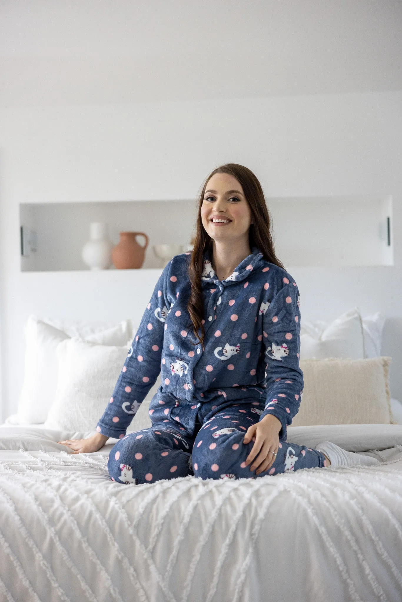 Kitten Button PJ Set