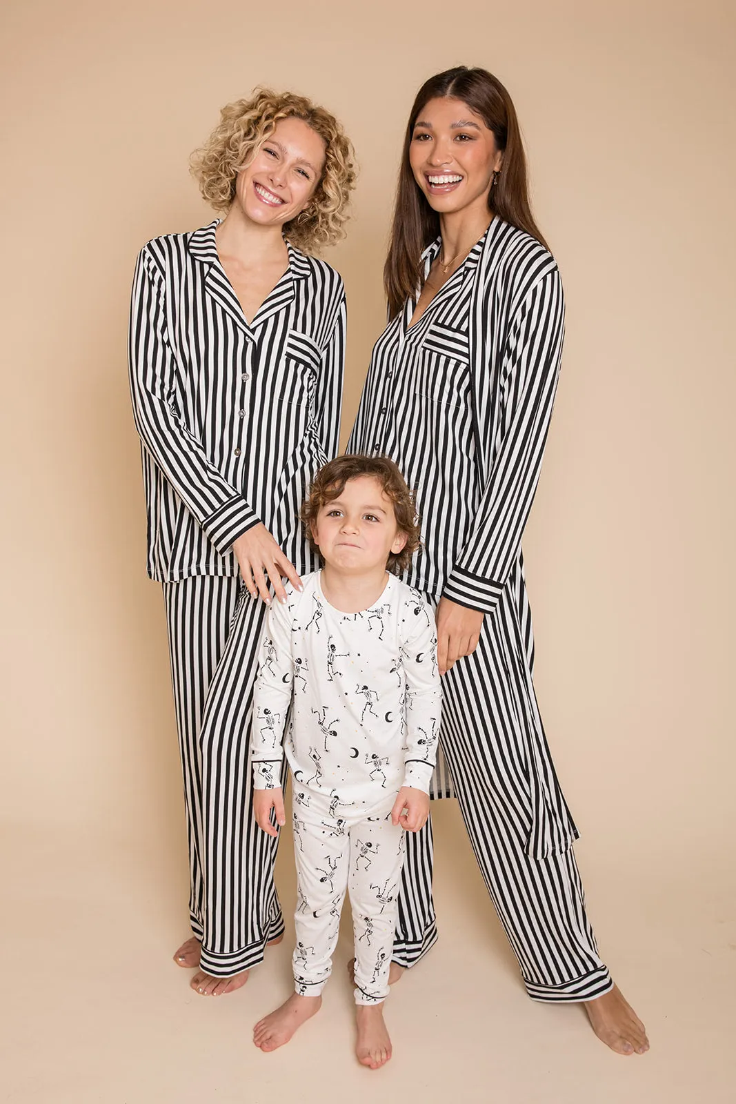 Ladies Collared Set - BLACK AND WHITE STRIPE