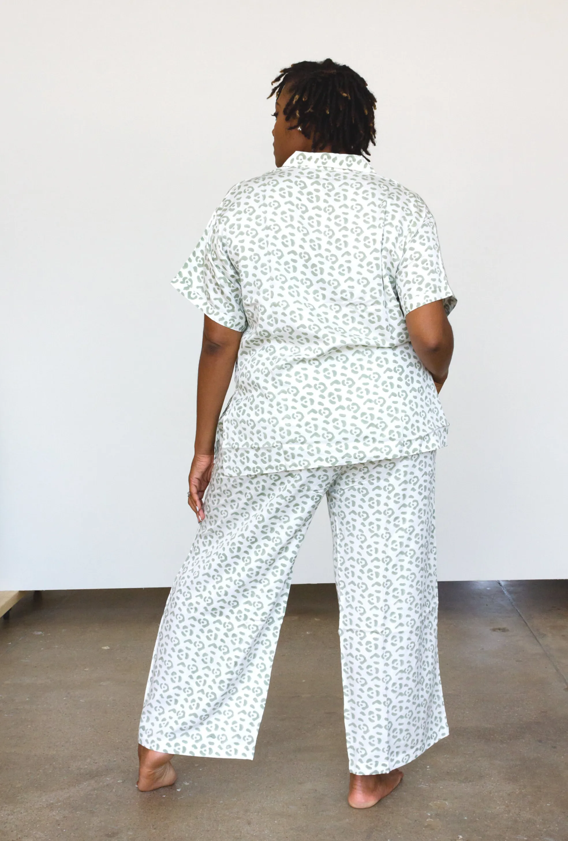 Leopard Pajama Modal Set in Cream   Sage