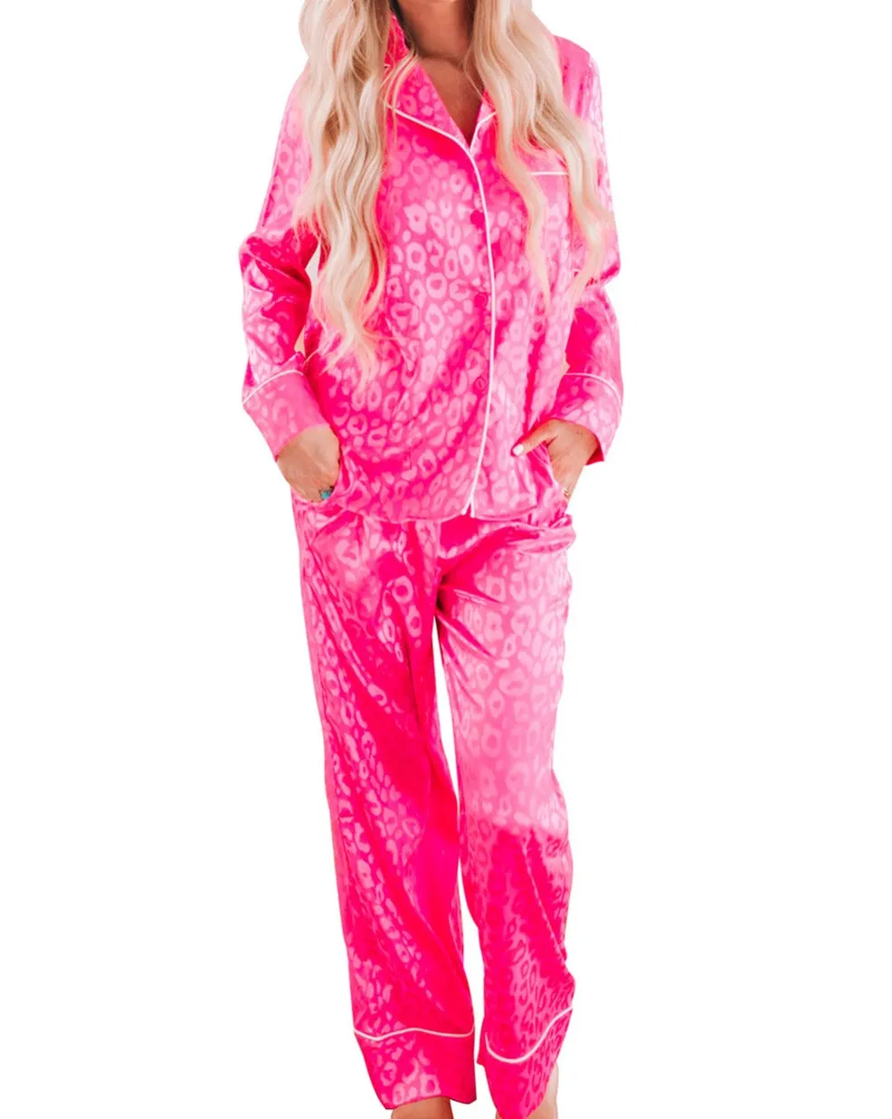 Leopard Satin Pajama Set