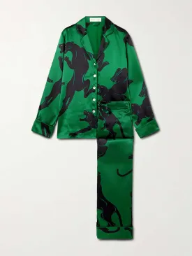 Lila printed silk-satin pyjama set