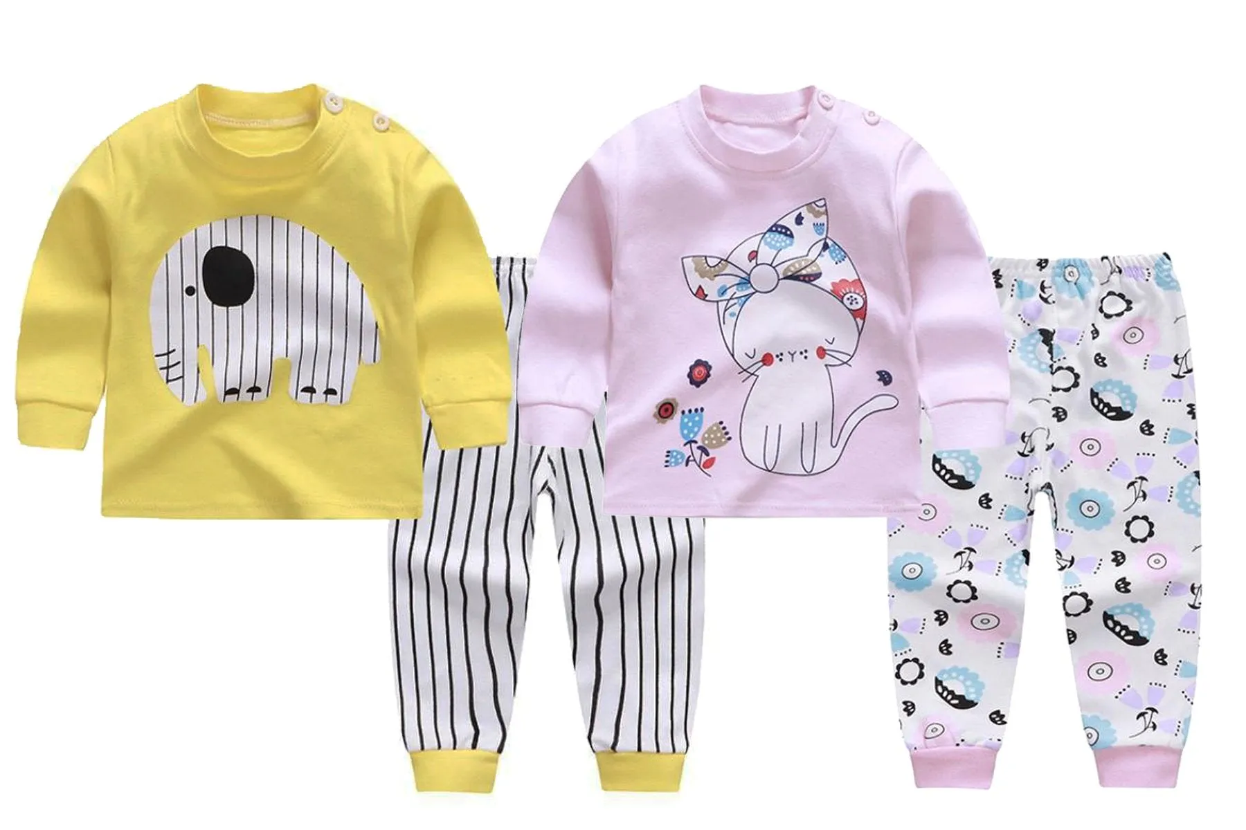 Little Elle and Sweet Kitty Baby and Toddler Pyjama Set of 2