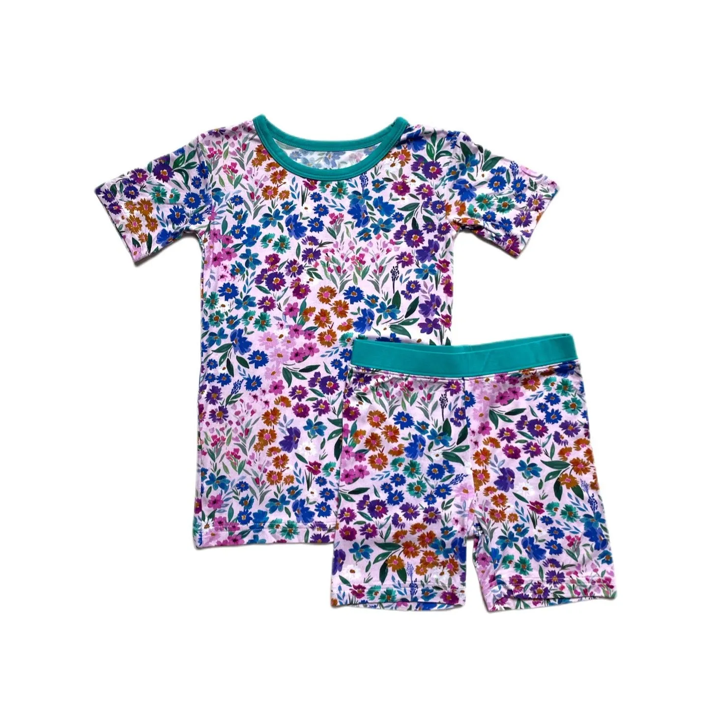 Little Sleepies Sweet Pea Floral S/S 2pc Pajama Set w/Shorts