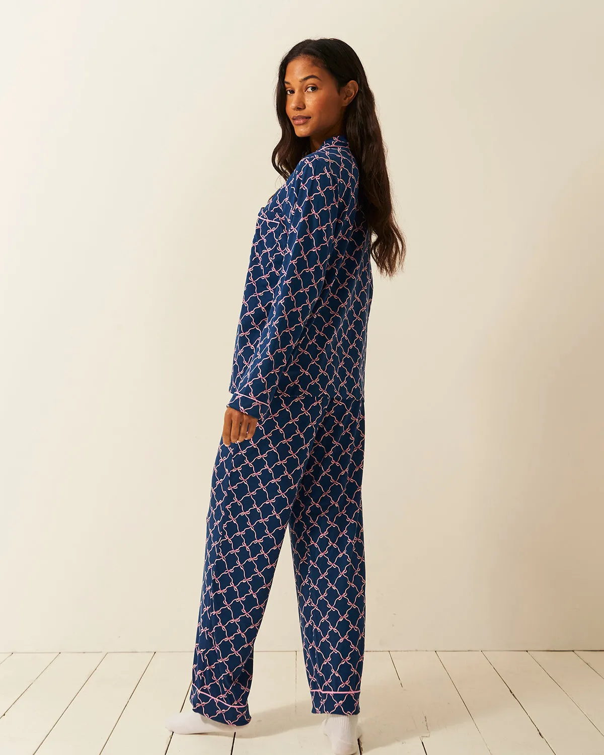 Long Pajama Set - Midnight Bow