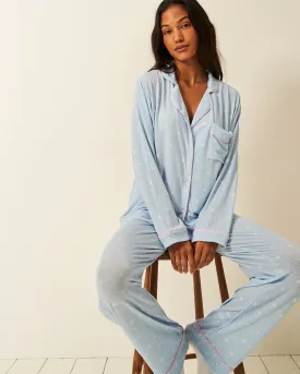 Long Pajama Set - Pale Blue Stars