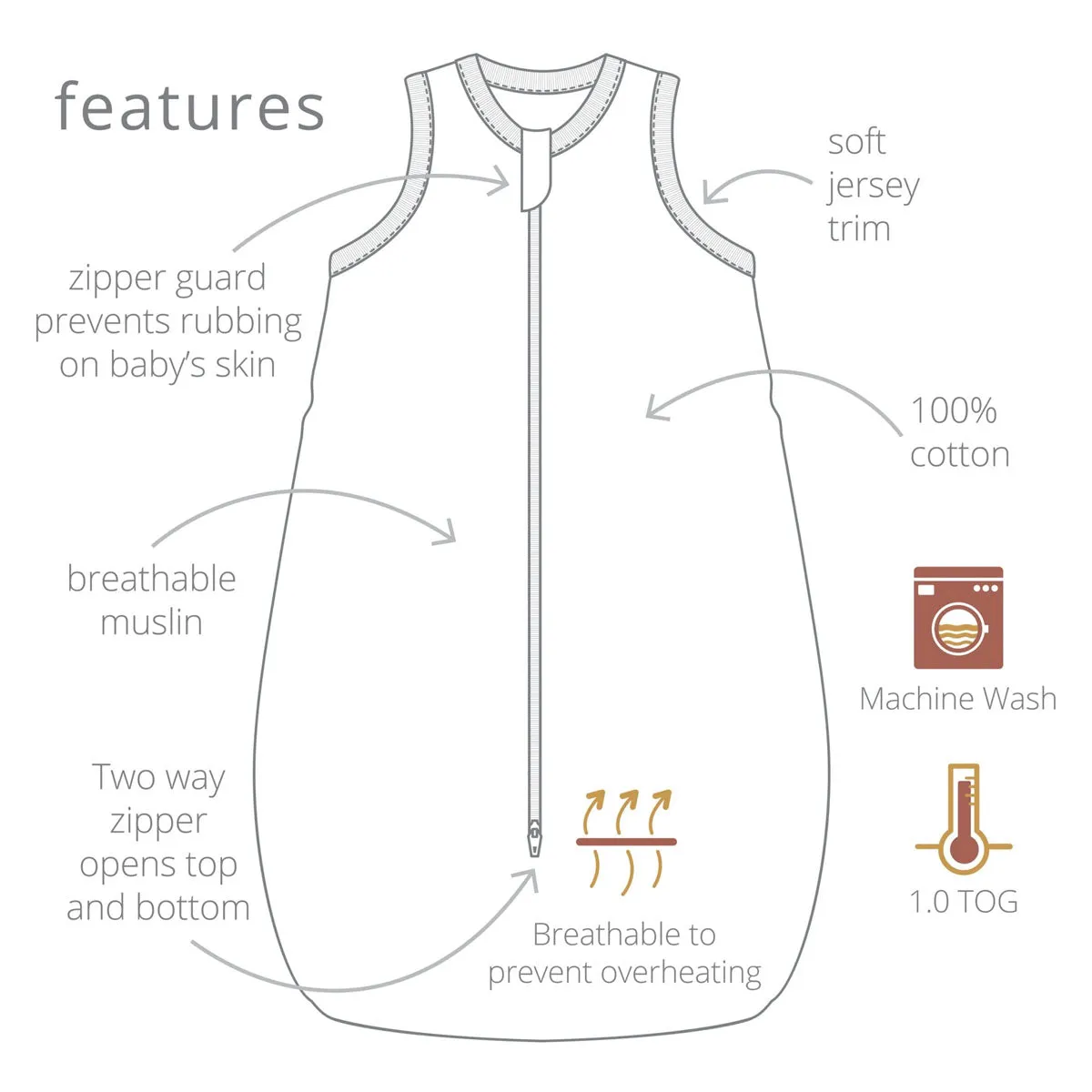 Lulujo - Sand Muslin Sleep Sack